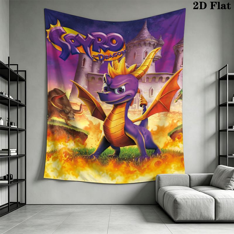 Spyro the Dragon Wall Tapestry Aesthetic Wall Hanging Printed Fabric Blanket Decorative Tapestries for Bedroom Living Room Home Decor