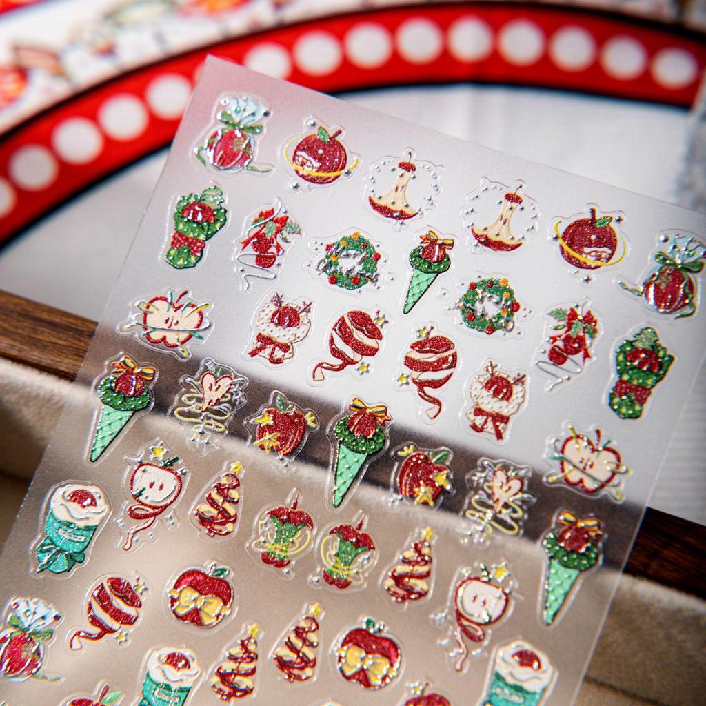 Festive Silver Christmas Nail Stickers: Snowflakes, Gingerbread, Snowmen, Fireworks & Apples