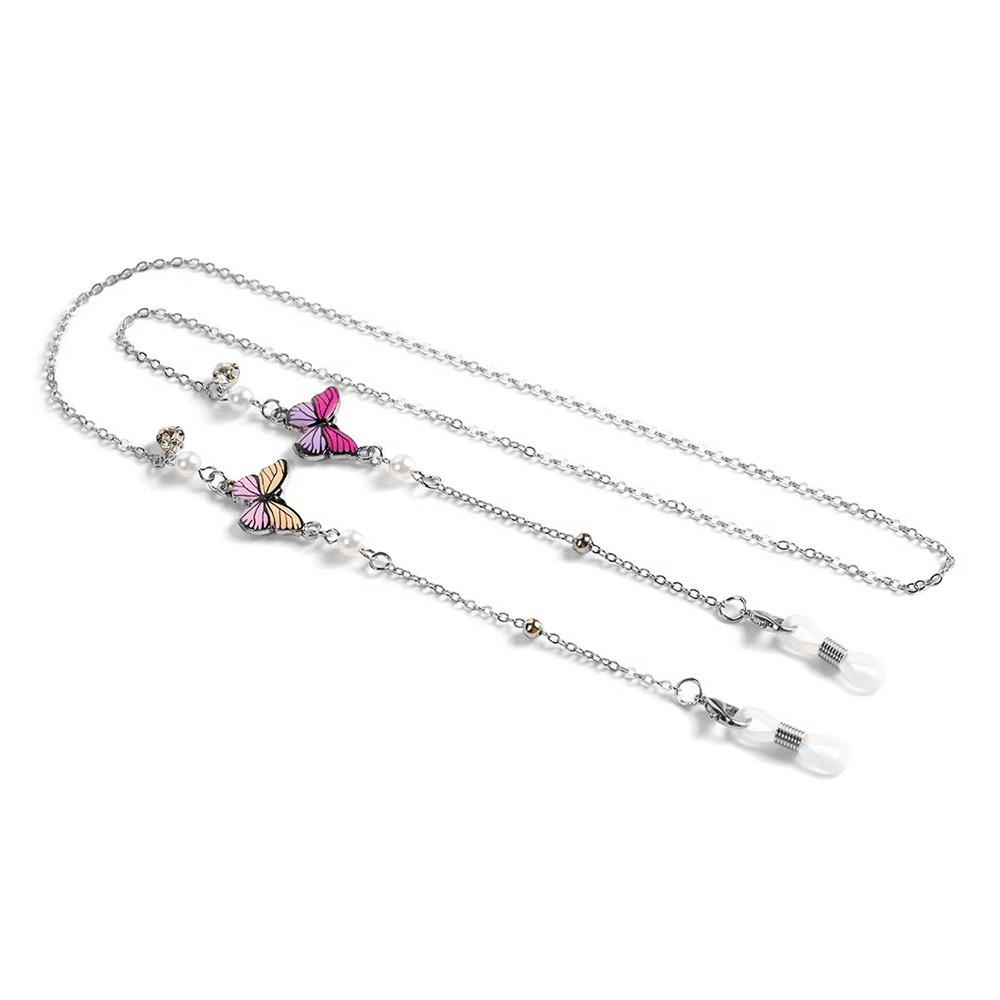 Butterfly Reading Glasses Chain Metal Anti-Loss Glasses Straps Anti-Slip Glasses Accessories Sunglass Lanyard Straps Women серебряный