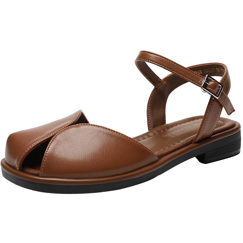 ZHR Women s Retro Flat Roman Woven Closed-Toe Sandals 36