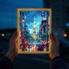Asian Tokyo Eastern Cities Pretty Cityscape Painting Photo Frame Bedside Light Home Office Perfect Gift Traveler LED and for Kid Friendly Entertaining