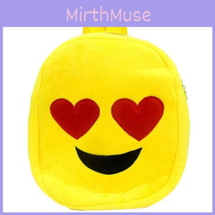 Adorable Cute Smile Emoji Face Backpack For Kids Crafted With Plush Material