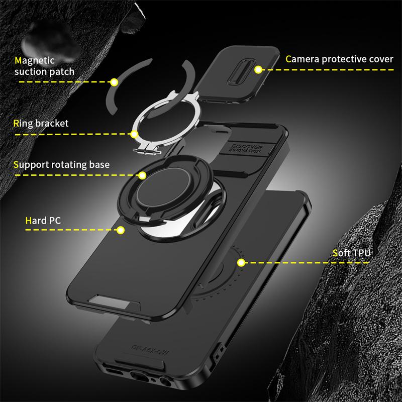 Shockproof Armor Slide Lens Camera Protect Case For OPPO A6 A6X A6S 4G 5G Phone Cases Magnetic Ring Stand Holder Bracket Cover