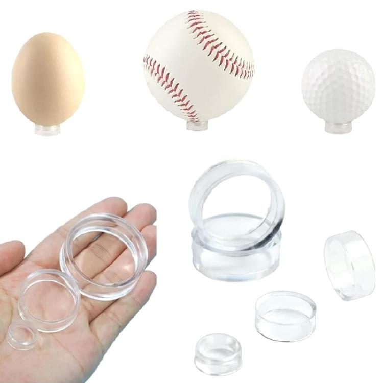 16Pcs Clear Baseball Stands Plastic Round Display Stand Clear Rings Baseball Stands for Spheres Jewelry Collections
