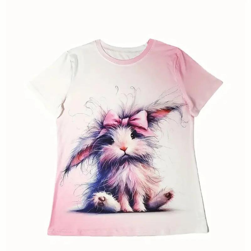 Летняя женская футболка с принтом кролика — фото 6