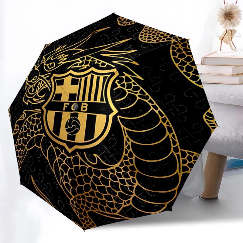 1pc FC Barcelona Automatic Open/close Folding Portable Umbrella with 8-Rib Structure for Women/Men, All-Season Use  A0901114
