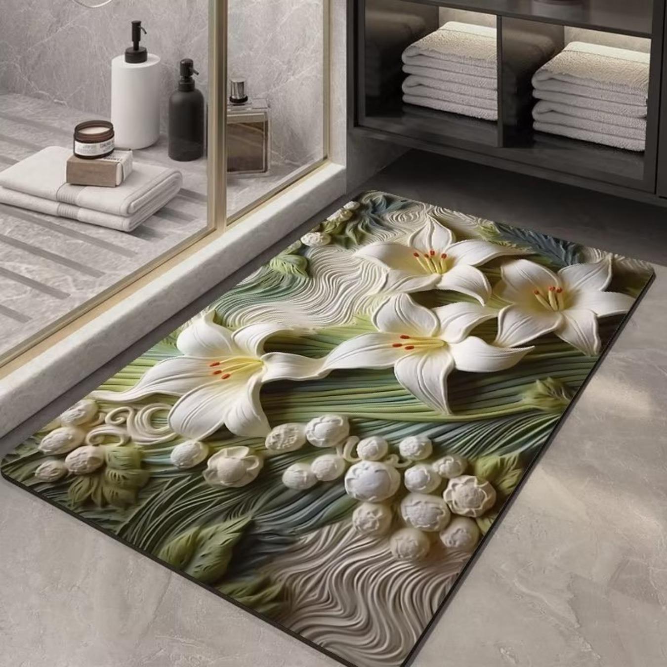 

Діатомовий друк Потовщення килимка для ванної кімнати Нековзкі килими для ванни В умивальнику Килимок на підлозі збоку ванни Килимок для душової кімнати Придверний килимок Memory Foam 3D Pad 600mm*900mm