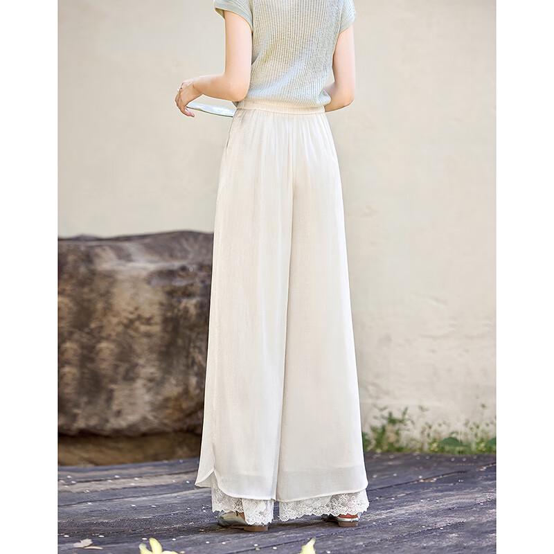 Like Water Years 2025 Petite Freizeithose mit Spitzenbesatz