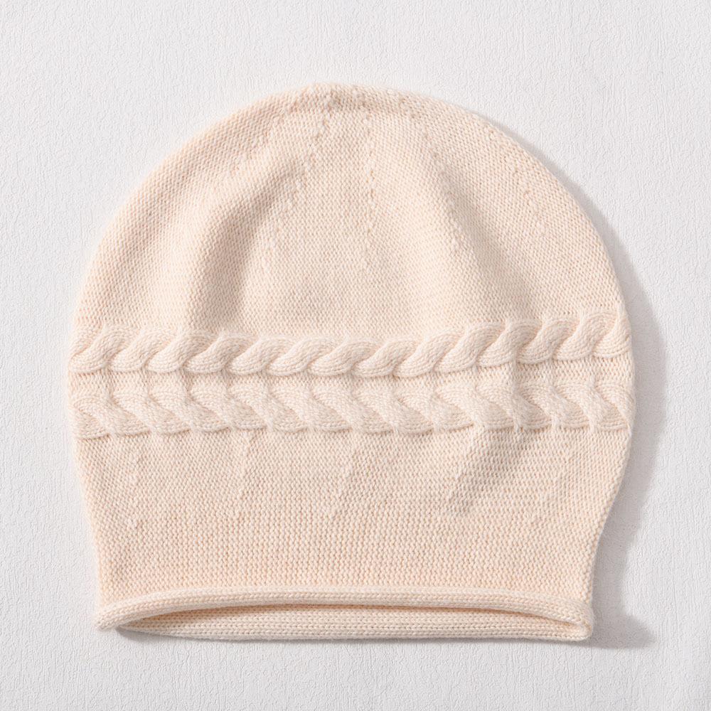Solid color rabbit velvet twist knitted hat large curled edge soft waxy comfortable versatile warm wool hat