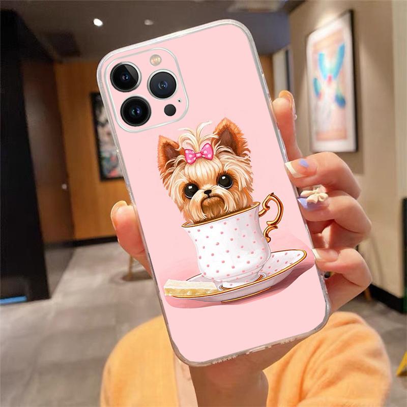 Phone Case For Iphone 17 Pro Max Air 16 15 14 13 Pro Max 15 16 Pro 15Plus Cute Yorkshire Terrier Dog Case Funda Capa Cell