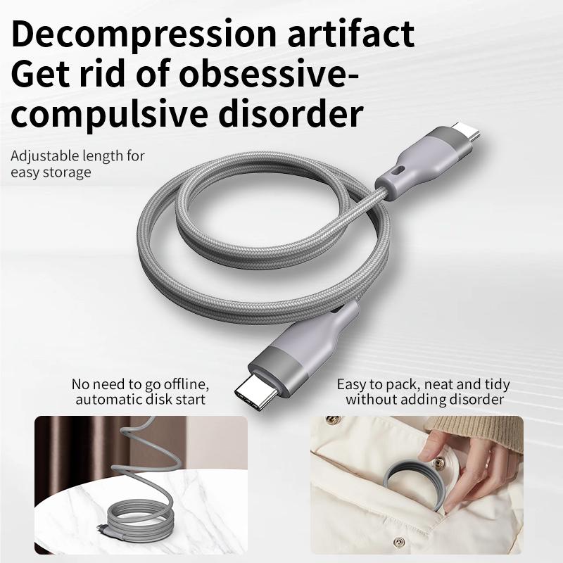 Hot Selling 60W 240W 5A Fast Charging USB Type C Magnetic Suction Braid Nylon Cable for Mobile Phone