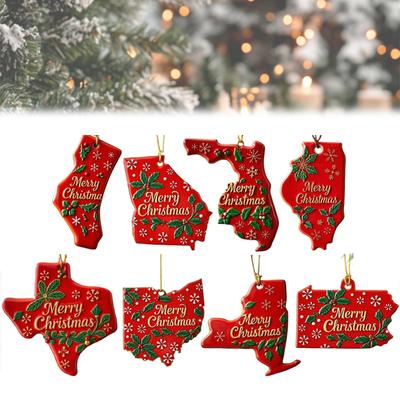 Christmas Hanging 2D Plane State Pride Design Local Flavor Themed Festive Holiday Christmas Tree Ornament Decor Accessory