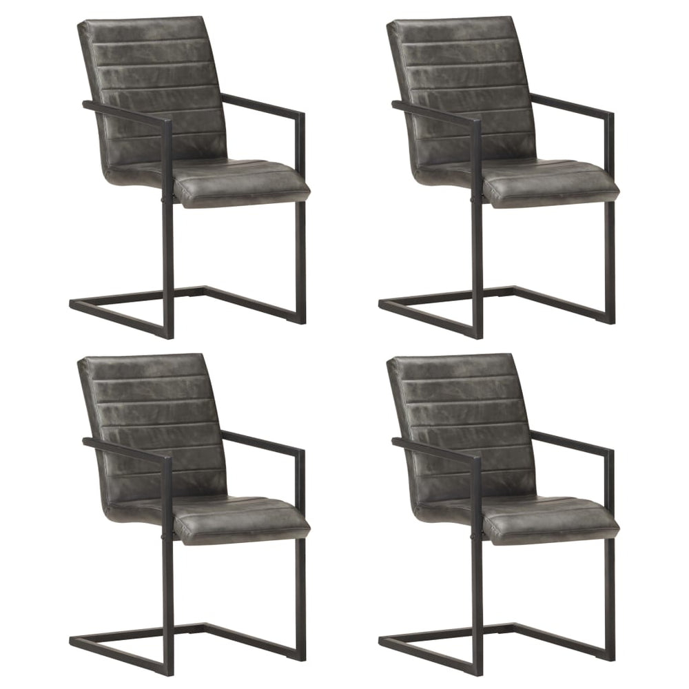 Chaises à manger cantilever lot de 4  cuir véritable