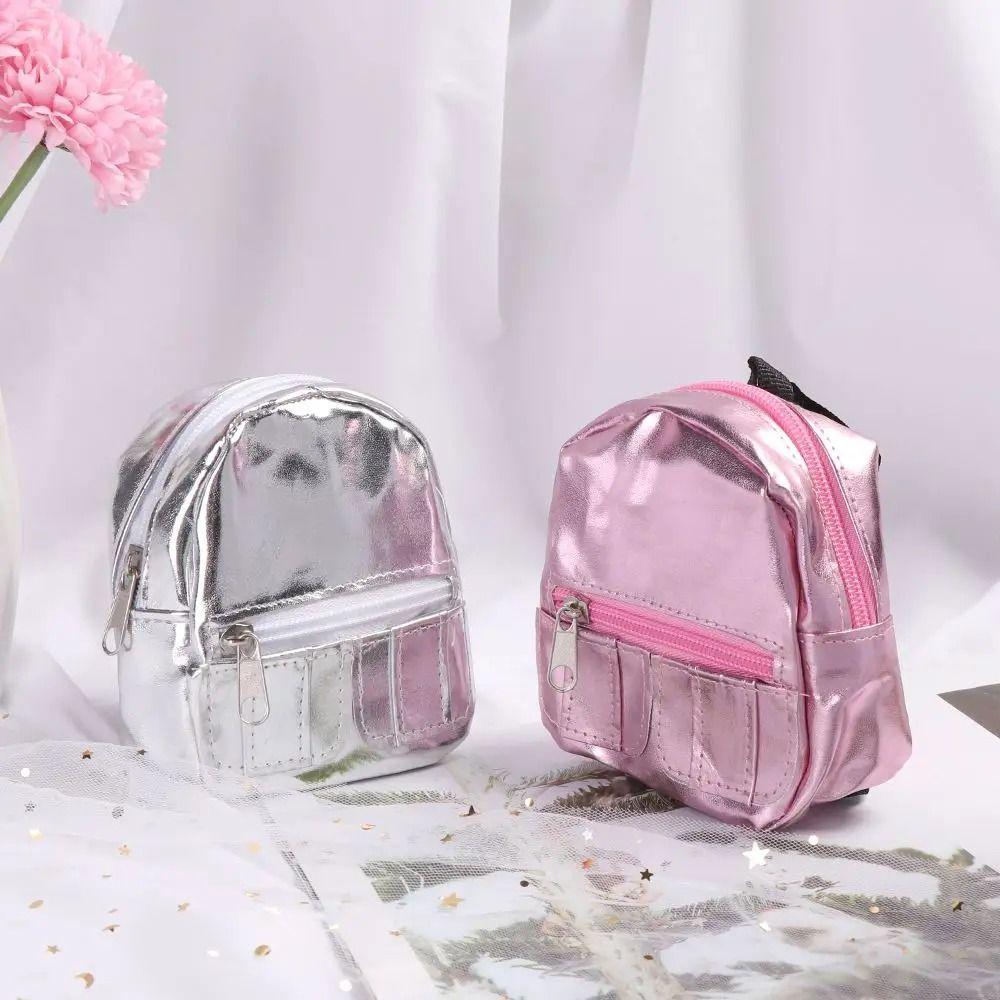 PU Glitter Doll Backpack Pink Silver Mini Knapsack 18inches Doll Backpack  Dolls Accessories