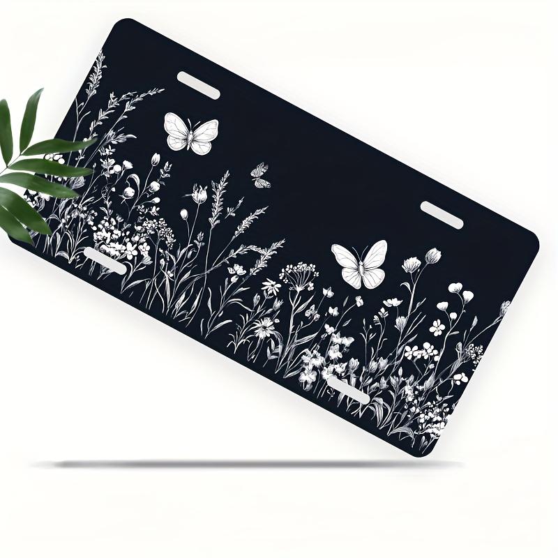 D Flat pc D Flat Posters Featuring Wildflowers And Butterflies Border Front License Plate Cover FrameLicense Plate Cover