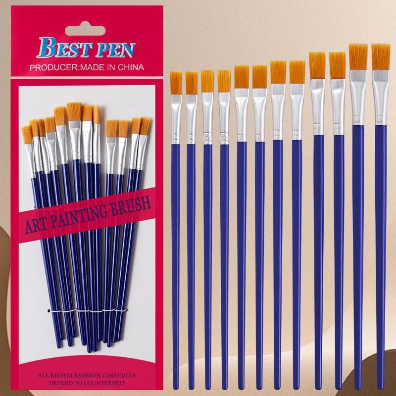 Zestaw 6/12 sztuk Pędzli Malarskich Dla Dzieci Akrylowych Z Płaskimi Okrągłymi Szpiczastymi Pędzlami Rzemieślniczymi Akwarelowymi Olejnymi