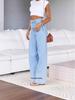 Women's 2025 New Arrival Elastic Wide-Leg Straight Denim Fashionable Washed Jeans