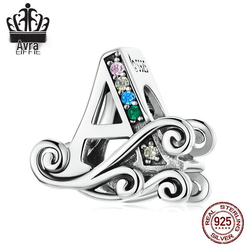 Avle 925 Sterling Silver English Letter Beaded Bracelet Beads