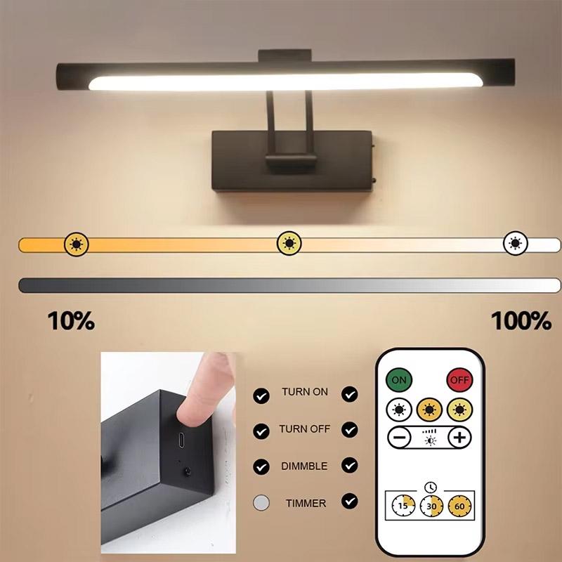 LRechargeable Wall Sconce Adjustable Black Gold For Living Room Backdrop Bedroom Bedside Mirror Front Counter Dormitory LED Lamp