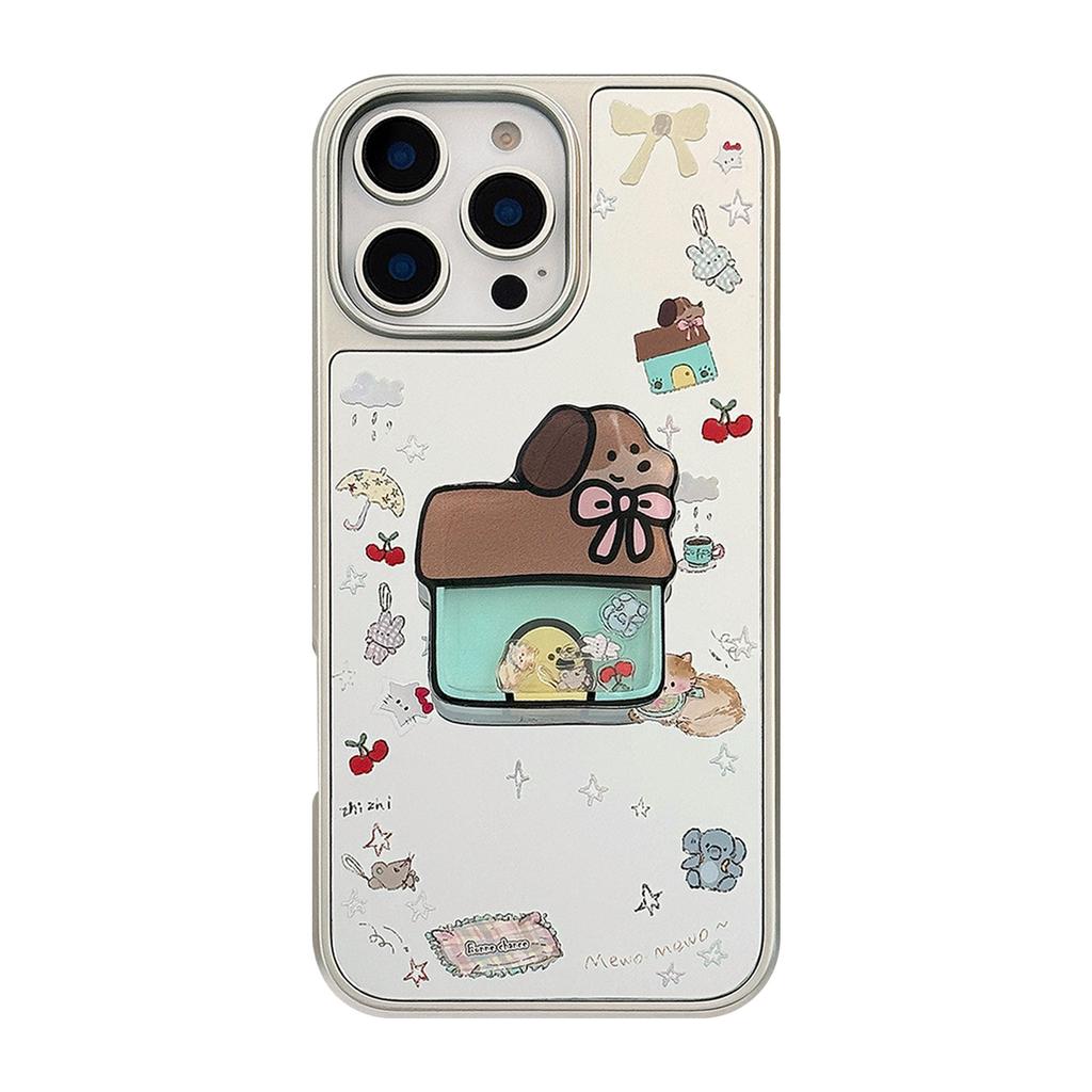 Korean Ins Plating Mirror Suitable for 16 Apple 15pro Max Mobile Phone Case Iphone14 Puppy Shaking