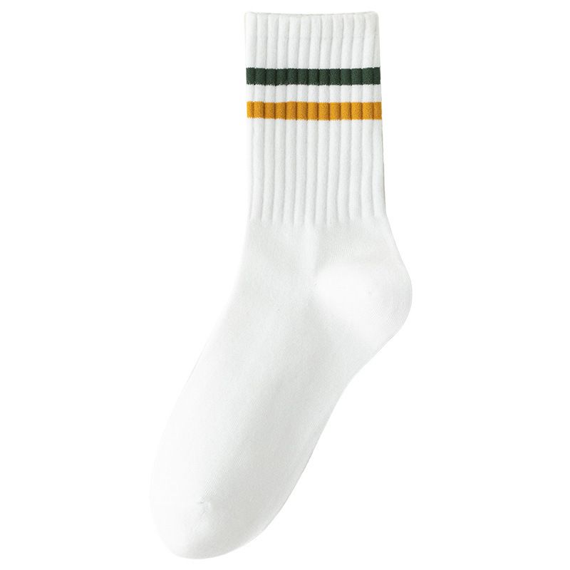 

Women s Socks Pure Cotton Fall and Winter New Arrival Tube Socks Sports Fitness JK Students Socks Sweat-Absorbent Stripes Black and White Yoga Green yellow bar | Free size