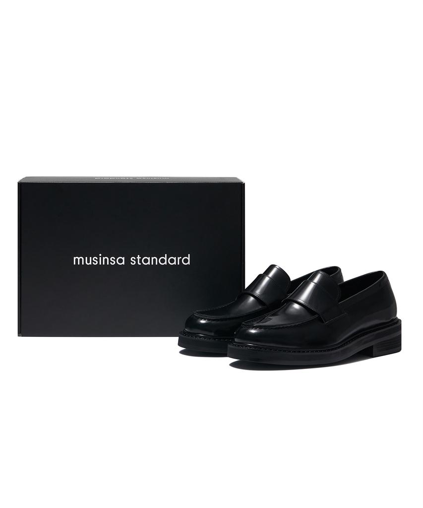 Musinsa Standard Bold Moc Toe Loafers [Black]