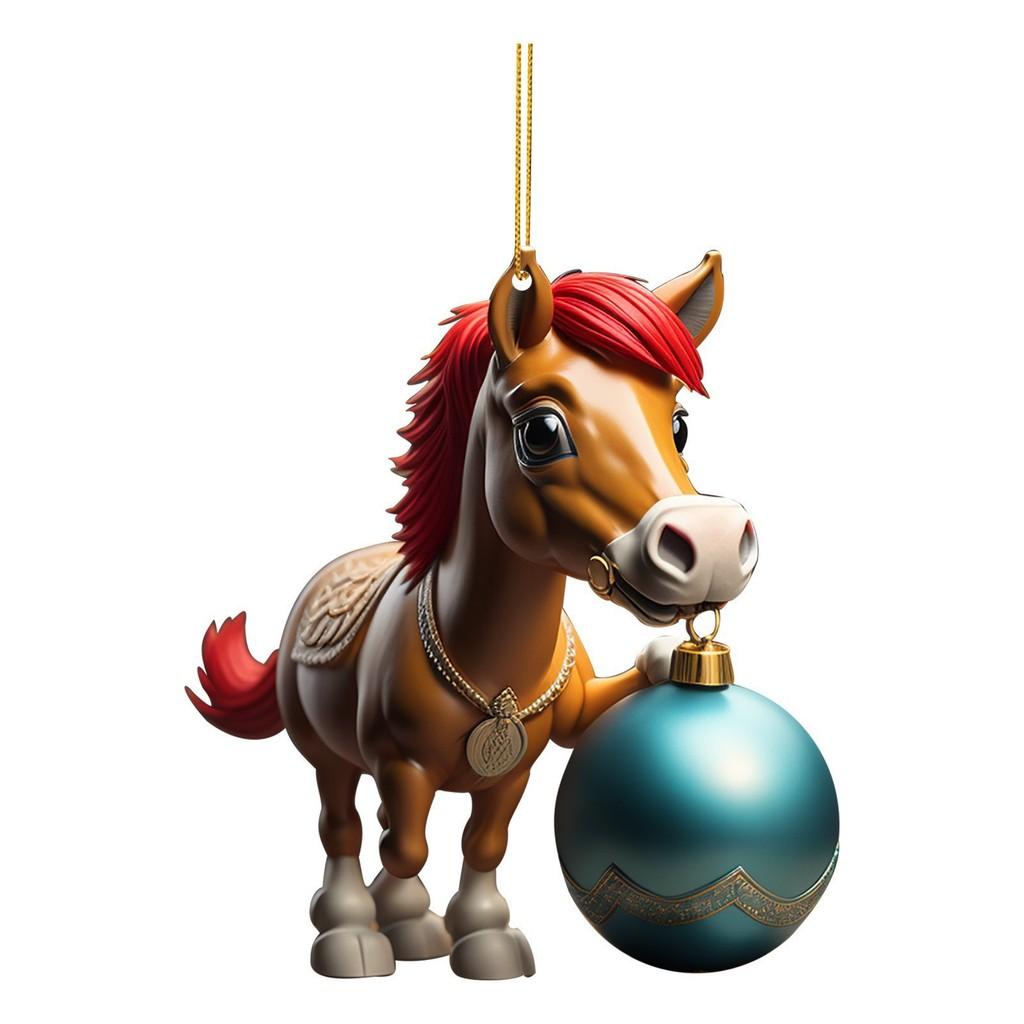 Adorable Acrylic Horse Christmas Tree Decoration For Natal Family Festivities