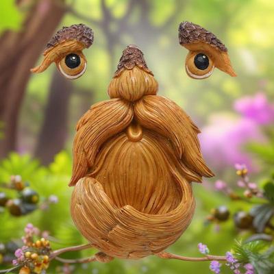 Creative Resin Tree Monster Bird Feeder for Outdoor Gardens