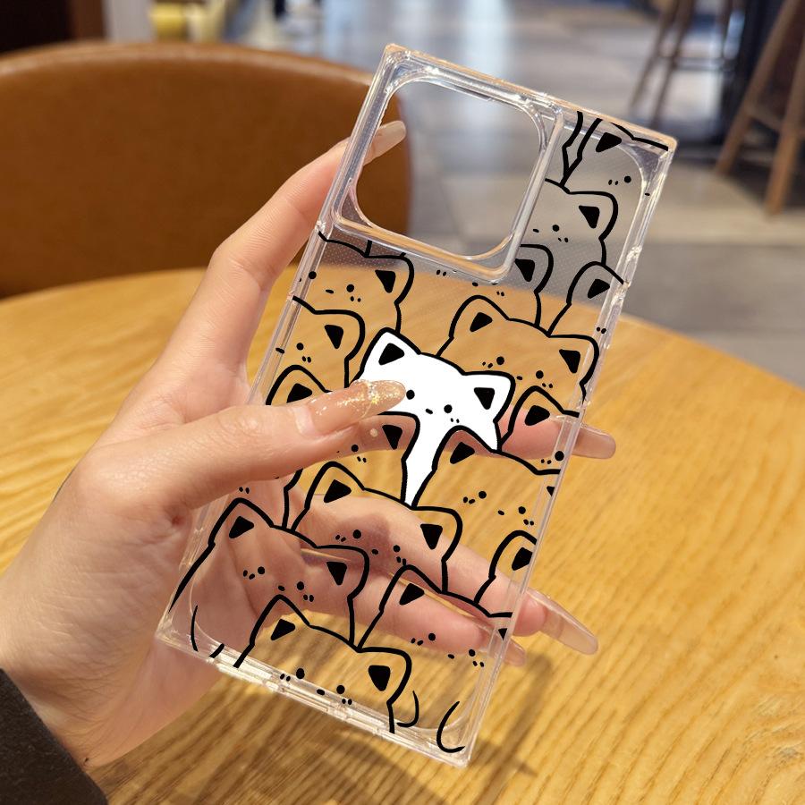 Super Cute Creative Cat with Cute Details, 14 Plus 13 Pro Max 12 11 Right Angled Straight Edges, 15 Transparent Phone Case, for Iphone 16 Promax