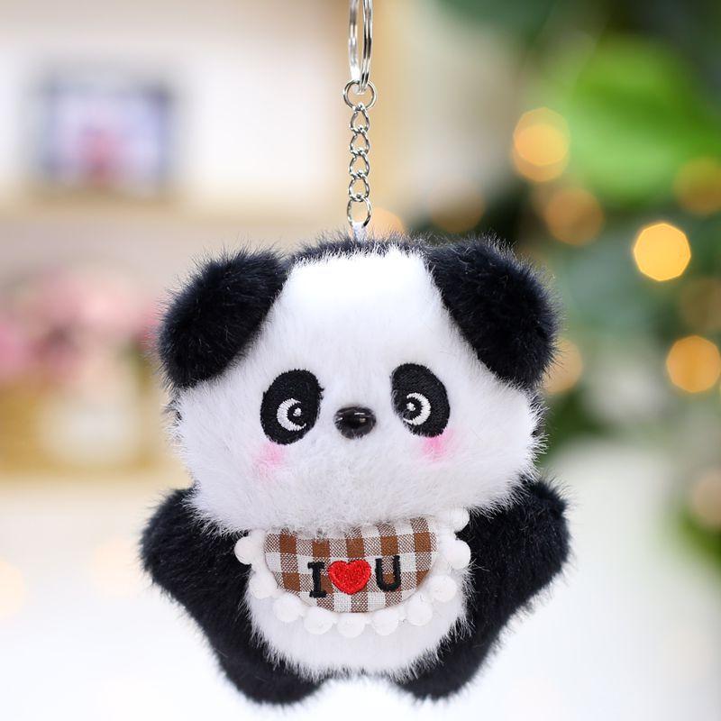 

Cute Bib Pants Plush Toys National Treasure Giant Panda Doll Bag Hanging Decoration Key Chain Doll 11cm
