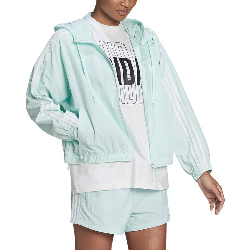 adidas Women's Essentials Repeat Logo Loose Fit Windbreaker Green HC9158