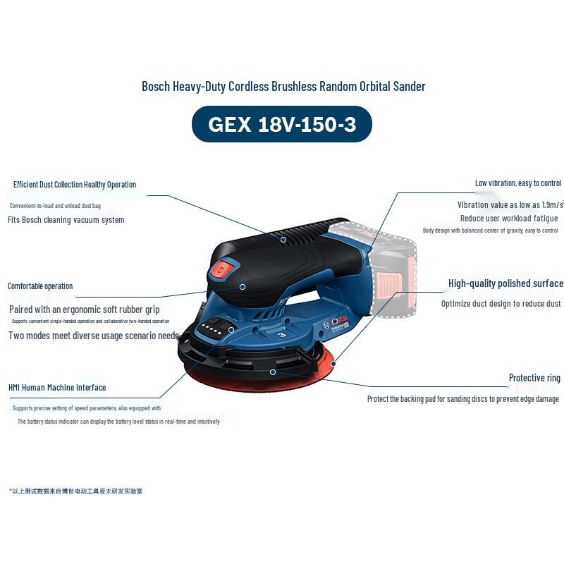 Bosch GEX18V-150-3 18V Cordless Brushless Random Orbit Sander (Bare Tool) CN plug (adapter included)