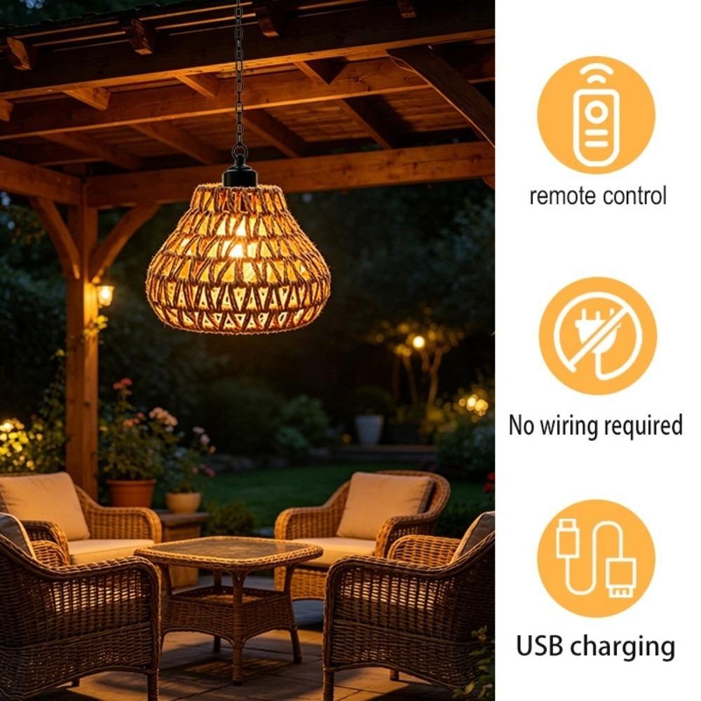 Long Iron Chain Rechargeable Pendant Light Brightness Adjustment Cord Ceiling Lamp for Bedroom