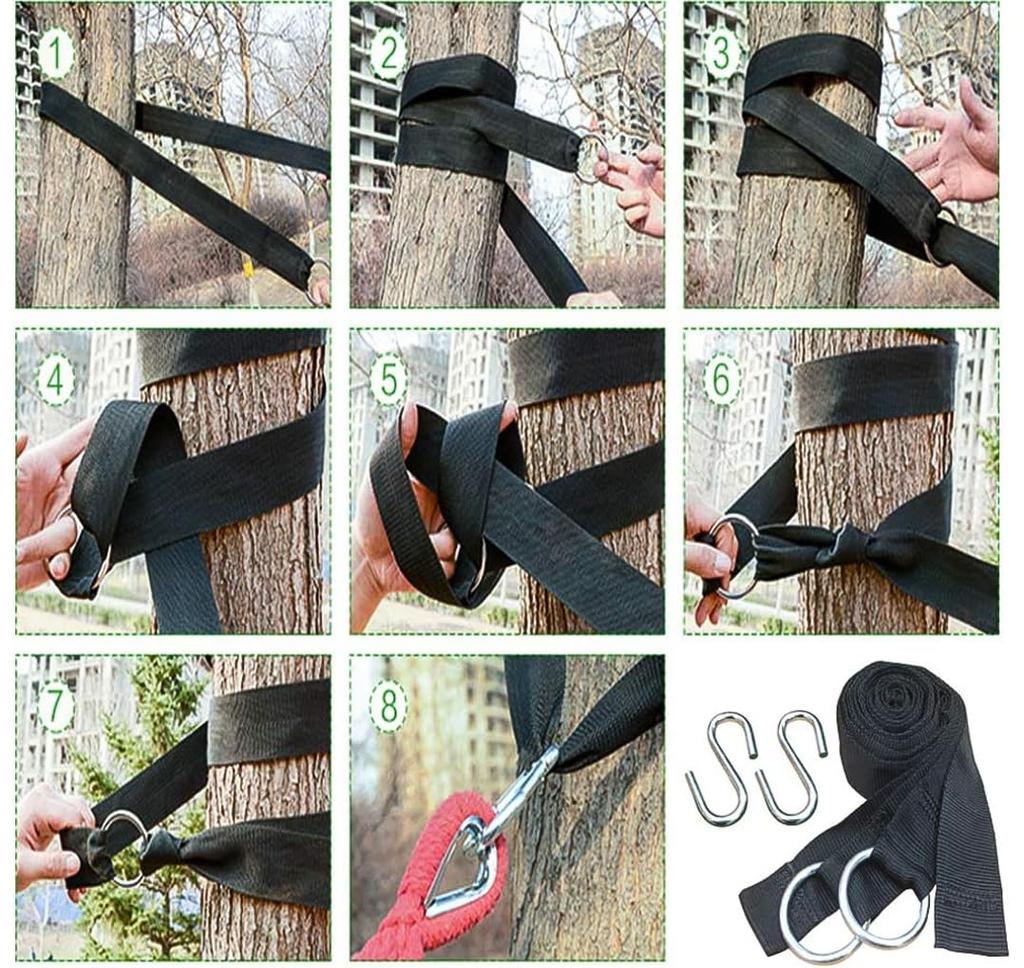 Socpuro Lehká a kompaktní houpací síť se stahovacími páskami pro lidi kempující v přírodě Bavlněná houpací síť Vnitřní Vnější Závěsná houpací síť Klasický typ