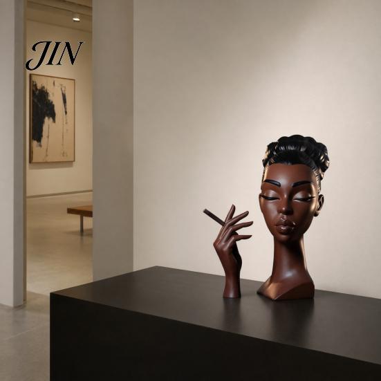 Decorative Incense Burner For Home Holder, Black Woman Head Sculpture, Multifunctional Desk Female Holder Decor Suitable for Bedroom and Living Room,