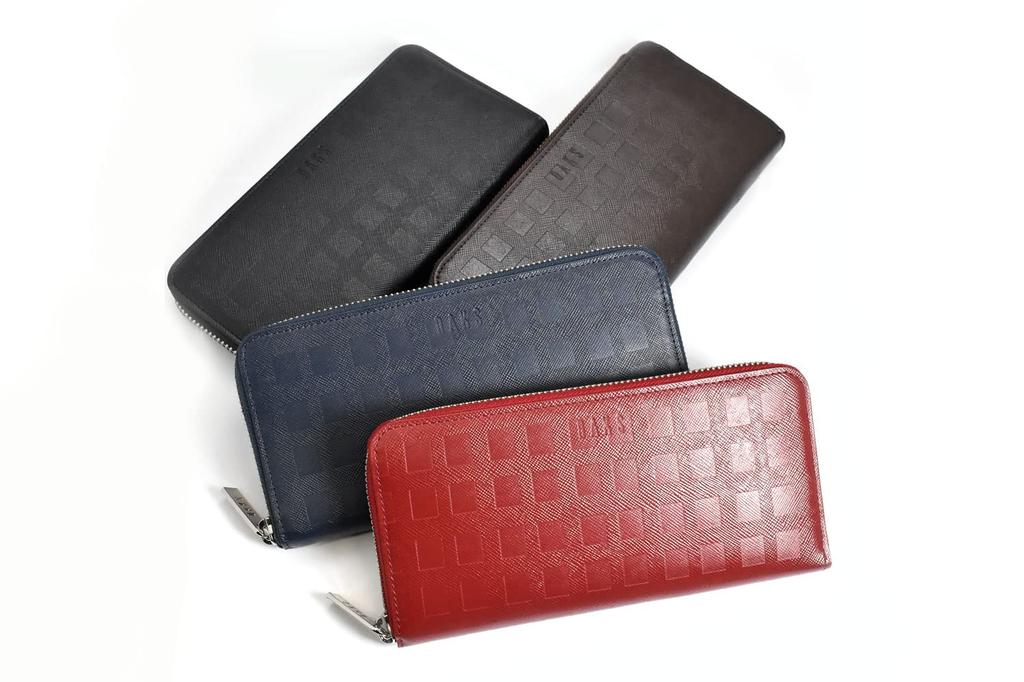 Checker Emboss Round Zipper Long Wallet DP25918