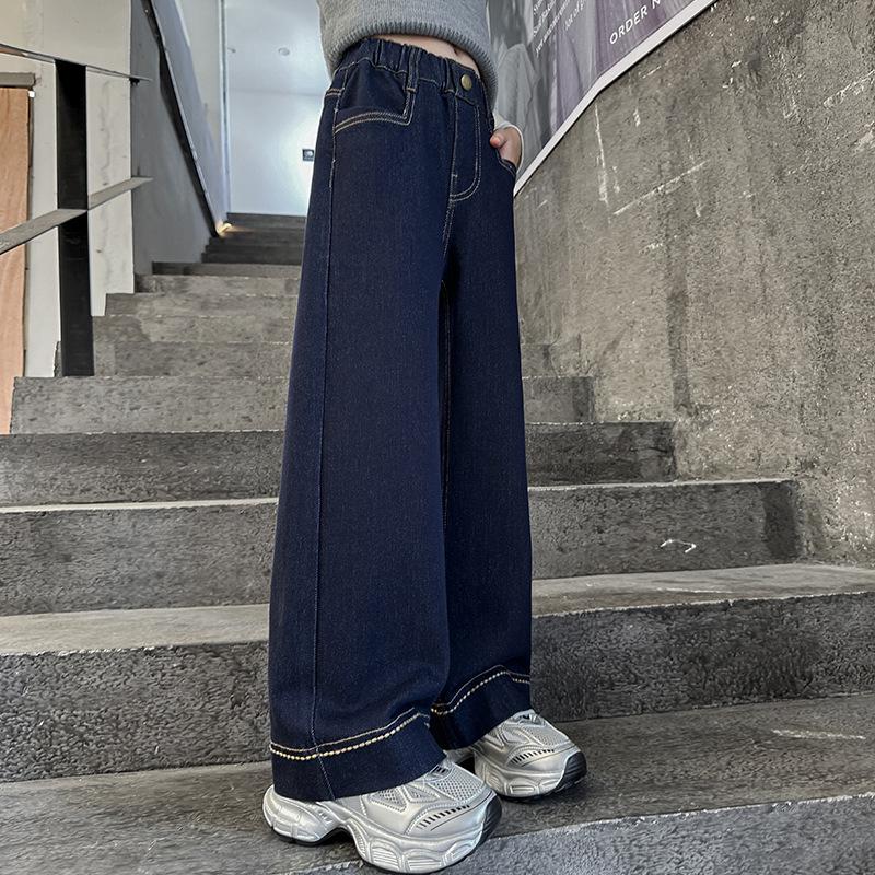 

Зимние джинсы для девочек на флисовой подкладке: Уютные, Плотные, Цельные Брюки Клеш для Старших Детей 160 cm