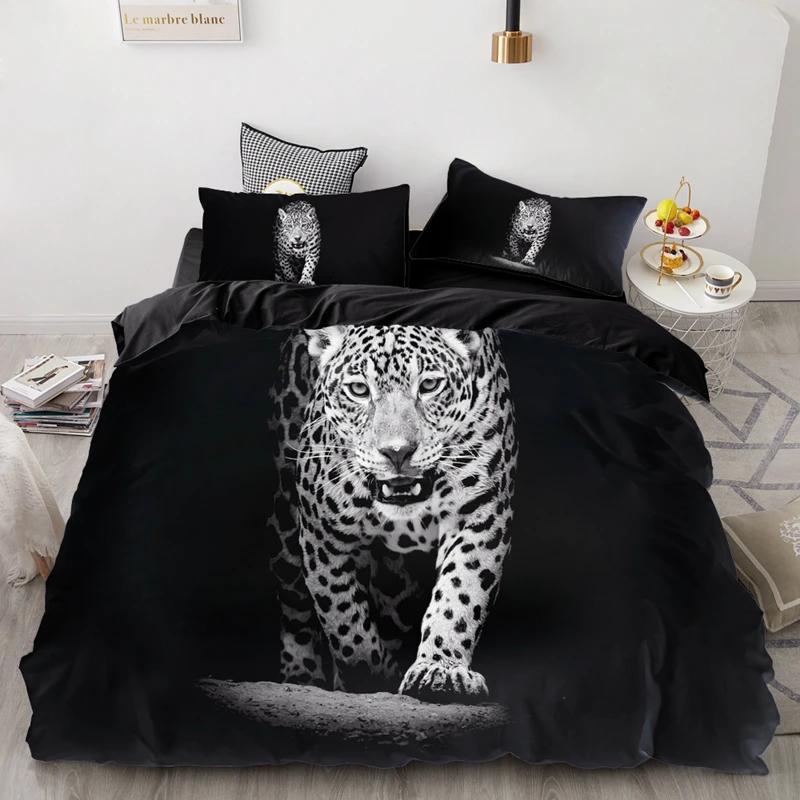 3PCS Wolf Tiger Lion Animal Pattern Bedding Sets Home Bedclothes Super King Cover Pillowcase Comforter Polyester Bedding Set