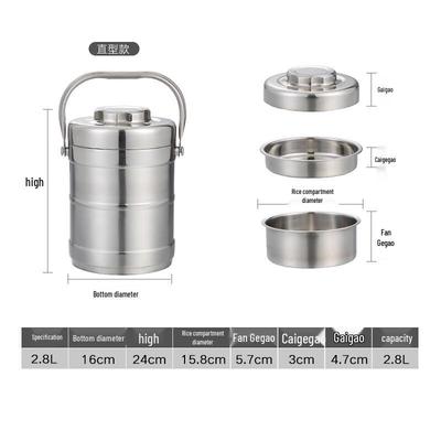 Naijiang 3-Layer 304 Stainless Steel Insulated Lunch Box