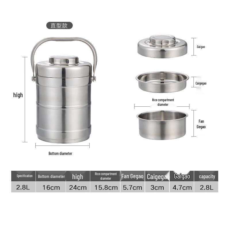 Naijiang 3-Layer Stainless Steel Insulated Lunch Box