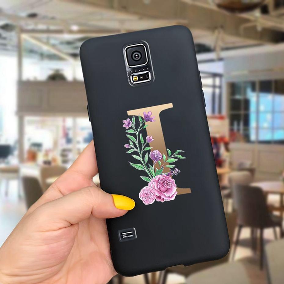 For Samsung Galaxy S5 I9600 Phone Case Flower Initial Alphabet Case For Samsung S5 Neo S 5 G900 G903F SM-G900F Soft Silicon Case
