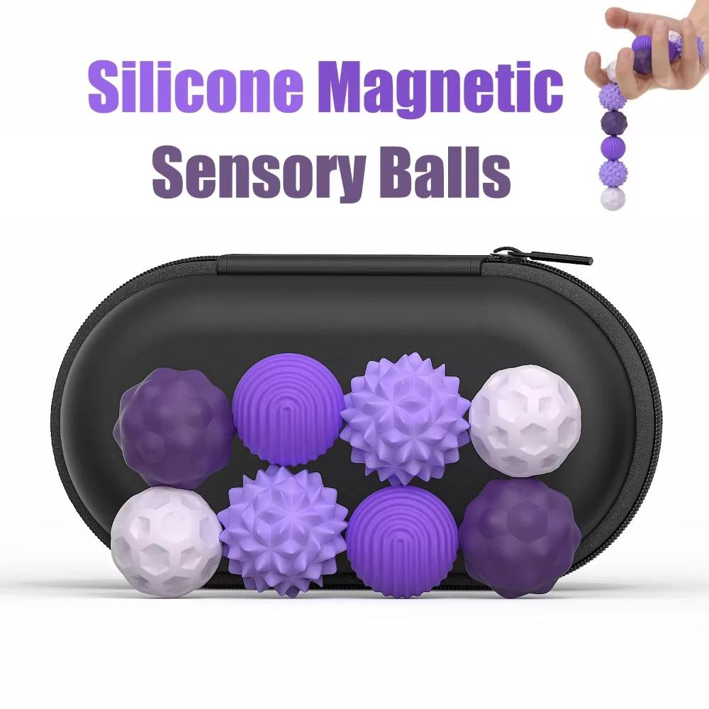 Magnetic Silicone Worry Balls Fidget Toy Sensory Calming Stress Relief For Kids Adults Anxiety Multiple Colors Available