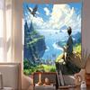 Ocean Horizon Pattern Tapestry Wall Hanging Boho Aesthetic Wall Blanket For Bedroom Living Room Dorm Home Wall Decor 101431