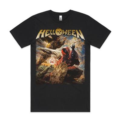 Helloween T-Shirt Band Family Tee Music Heavy Metal T-Shirt Summer Short Sleeve Men's T-Shirt Black Casual Crew Neck Cotton Tee