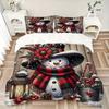 3pcs Cheerful Snowman Quilt Cover Set (1 Quilt Cover + 2 Pillowcases Without Pillow Core)
