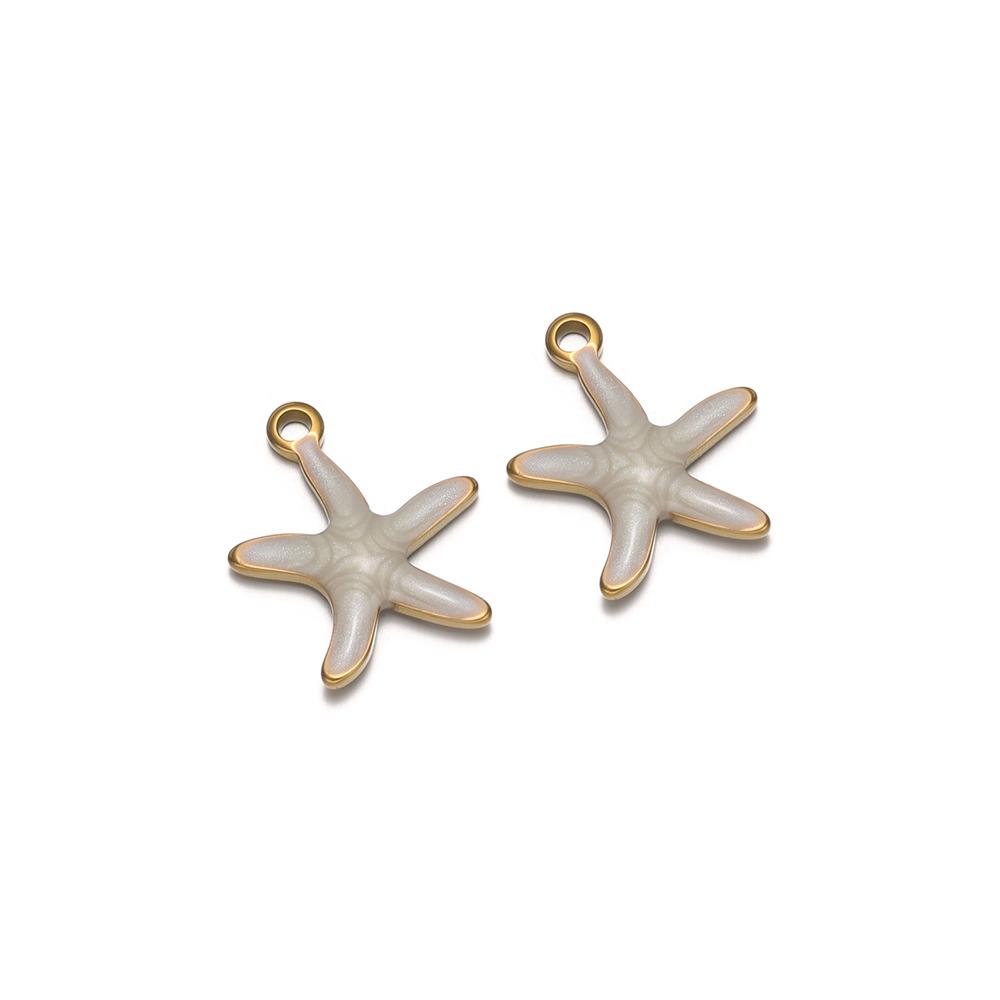 20pcs Stainless Steel Enamel Starfish Girls Bracelet Decoration Kids Summer Cute Necklace Charms DIY Jewelry Making Supplies