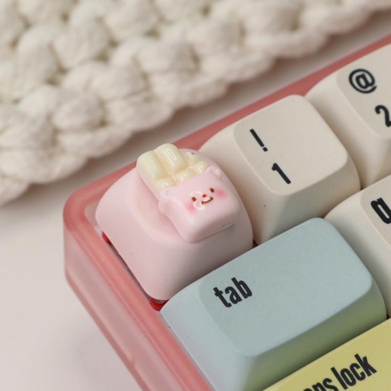 ESC Keycap Resin Mechanical Keyboards Keycaps With Lovely 3D Cartoon Bear In Soft Tones