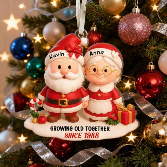 Yousheng Xmas Tree Hanging Pendant Growing Old Together Since 2025 Personalized Acrylic Christmas Ornament Santa Couple Decoration