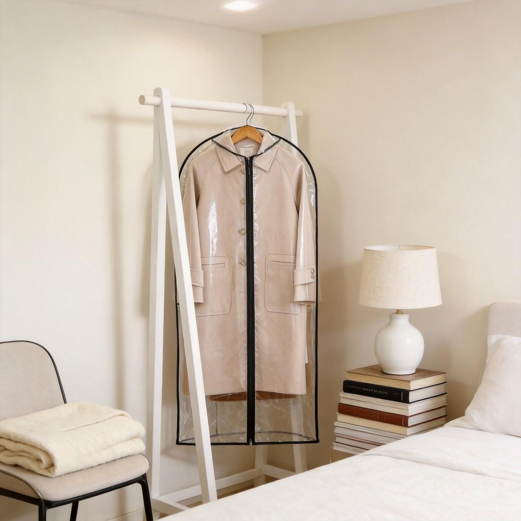 Simplified Wardrobe Clothes Cover Peva Transparent Garment Bag For Indoor Closet Organization
