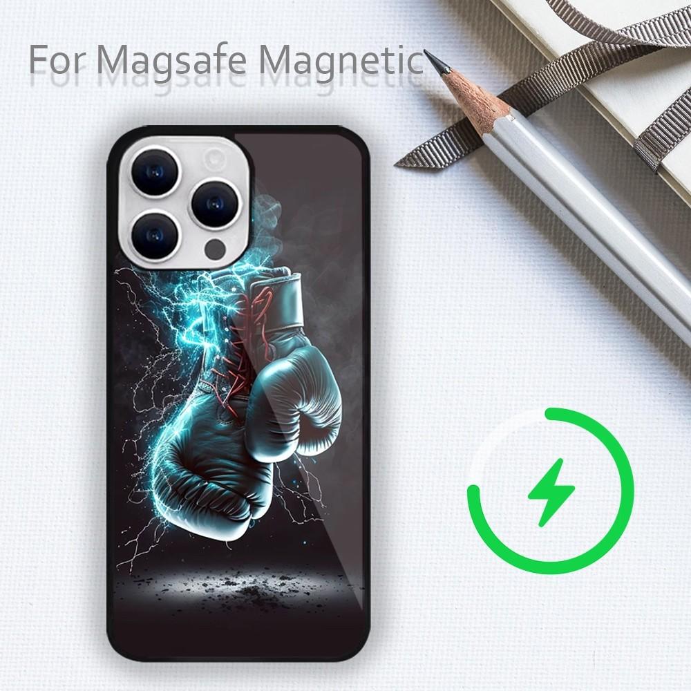 

Чехол для телефона с боксерскими перчатками для iPhone 15 14 13 12 11 Plus Pro Max Magsafe с магнитной беспроводной зарядкой iPhone12